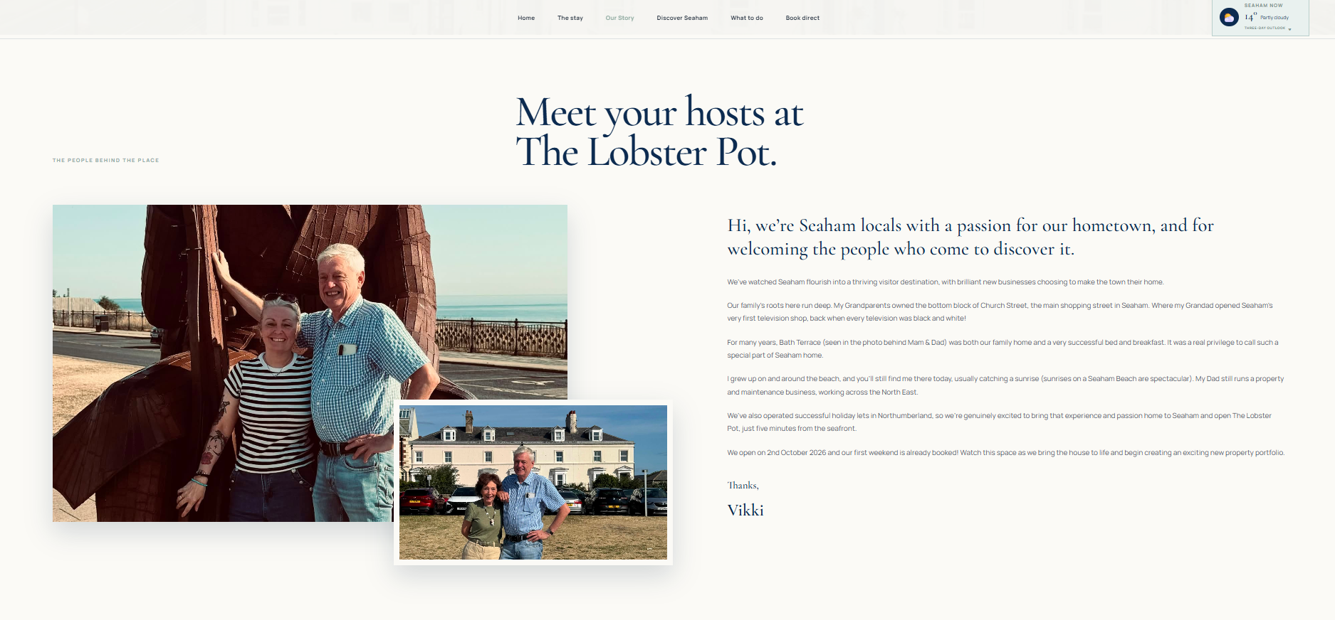 The Lobster Pot owners story page